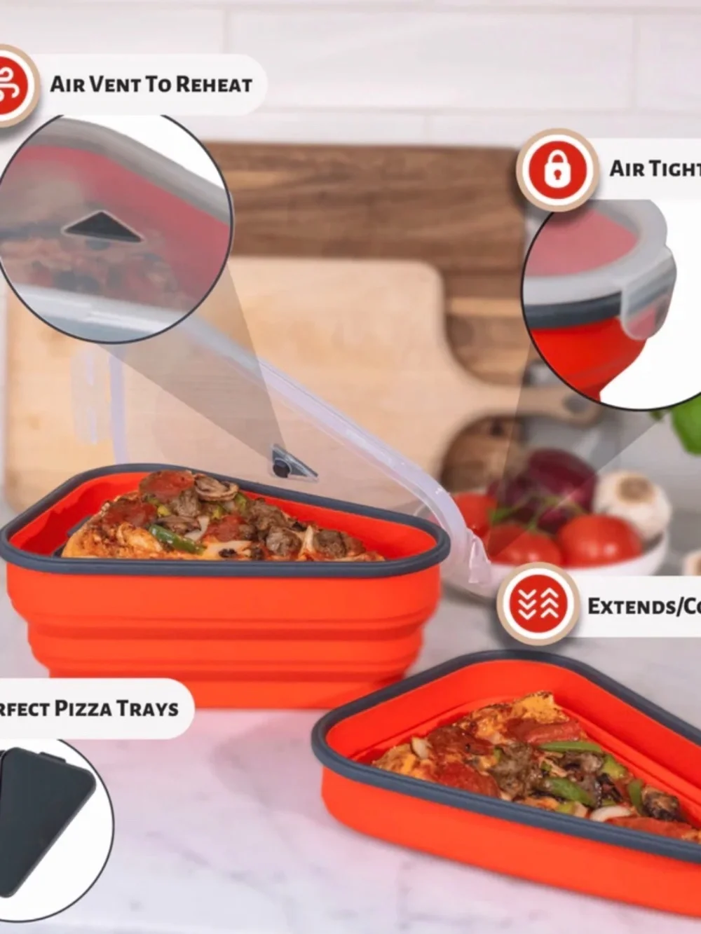 Pizza Pack® Single Pizza Storage Container with 5 Microwavable Serving Trays